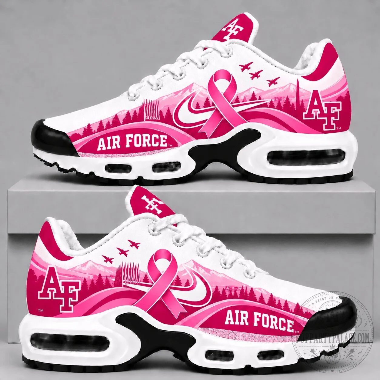 Air Force Falcons Pink Ribbon Breast Cancer Awareness Air Max Running Shoes