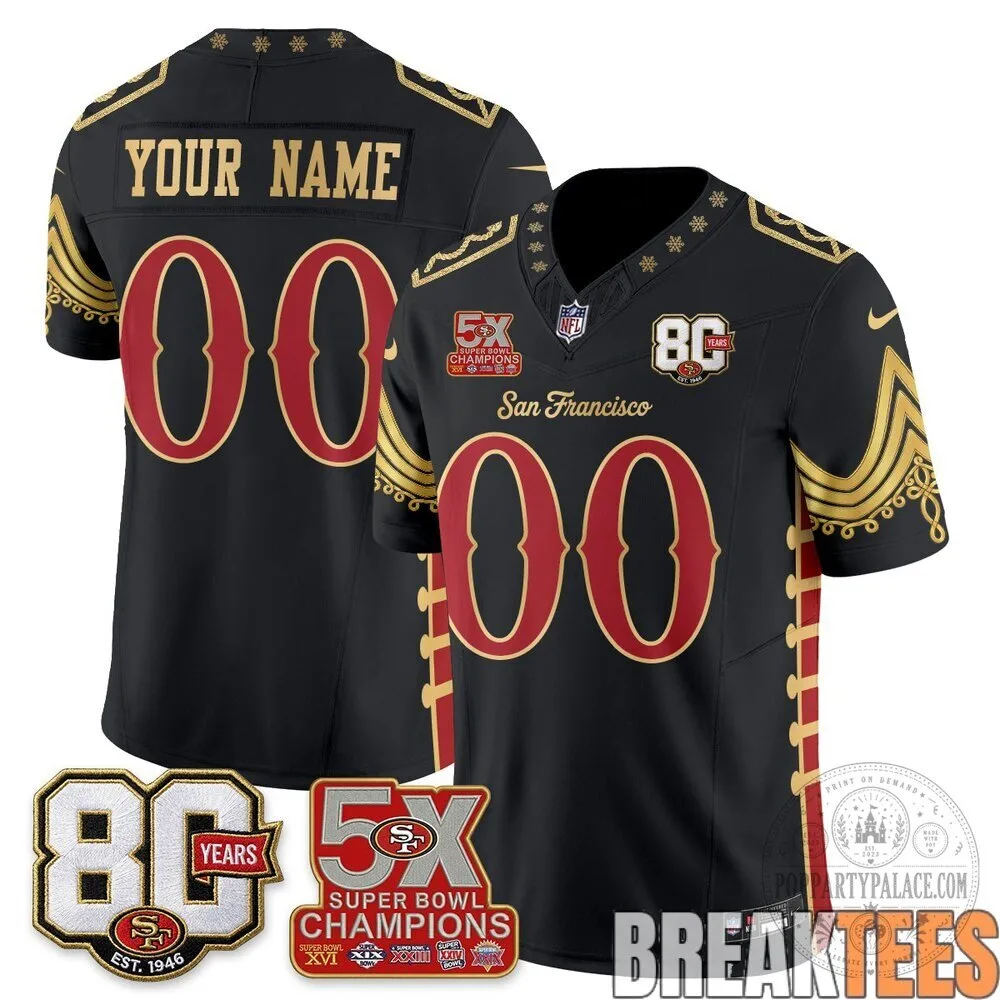San Francisco 49ers Black Nutcracker Edition Football Jersey 5 San Francisco 49ers Black Nutcracker Edition Football Jersey