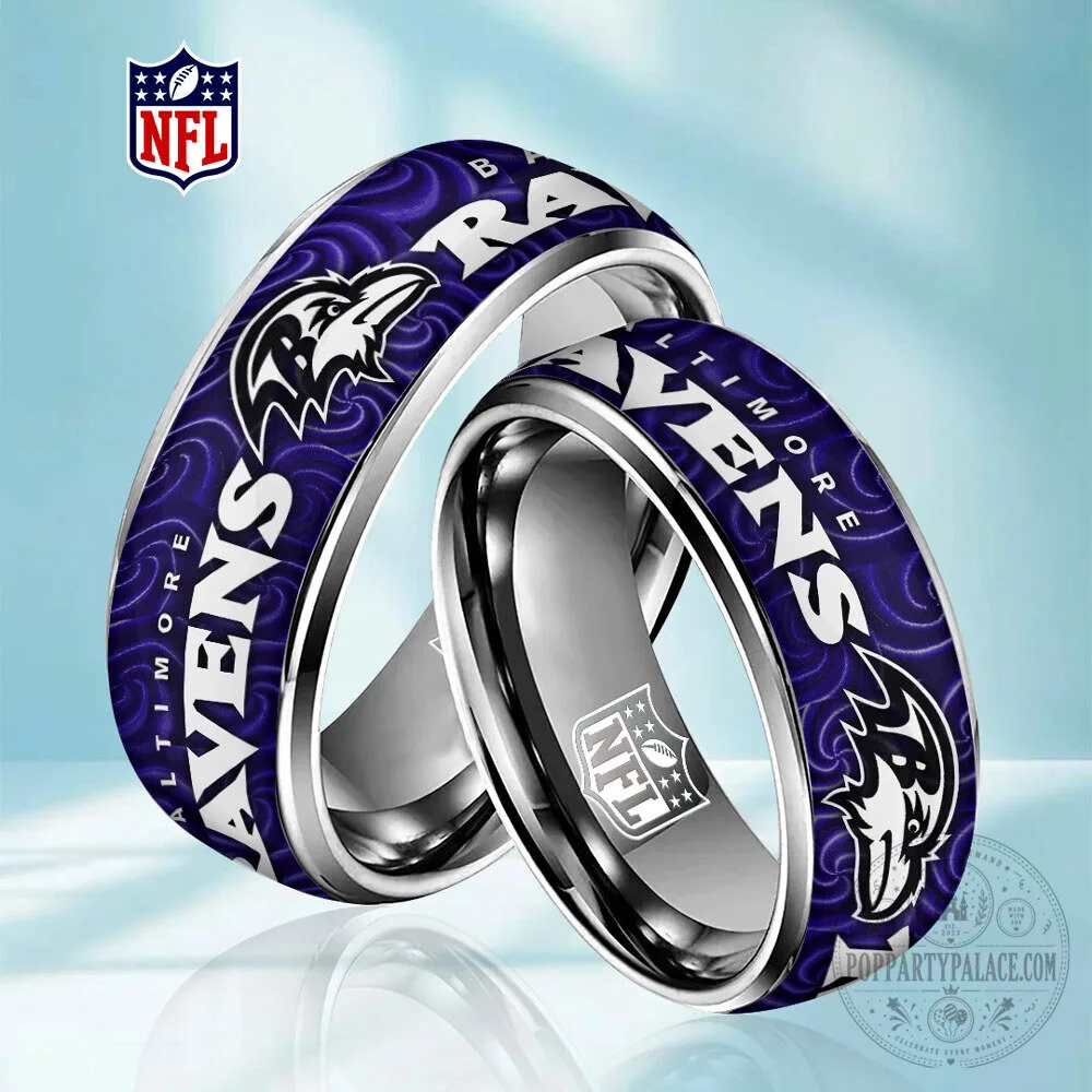 Baltimore Ravens NFL Football Team Logo Stainless Steel Ring