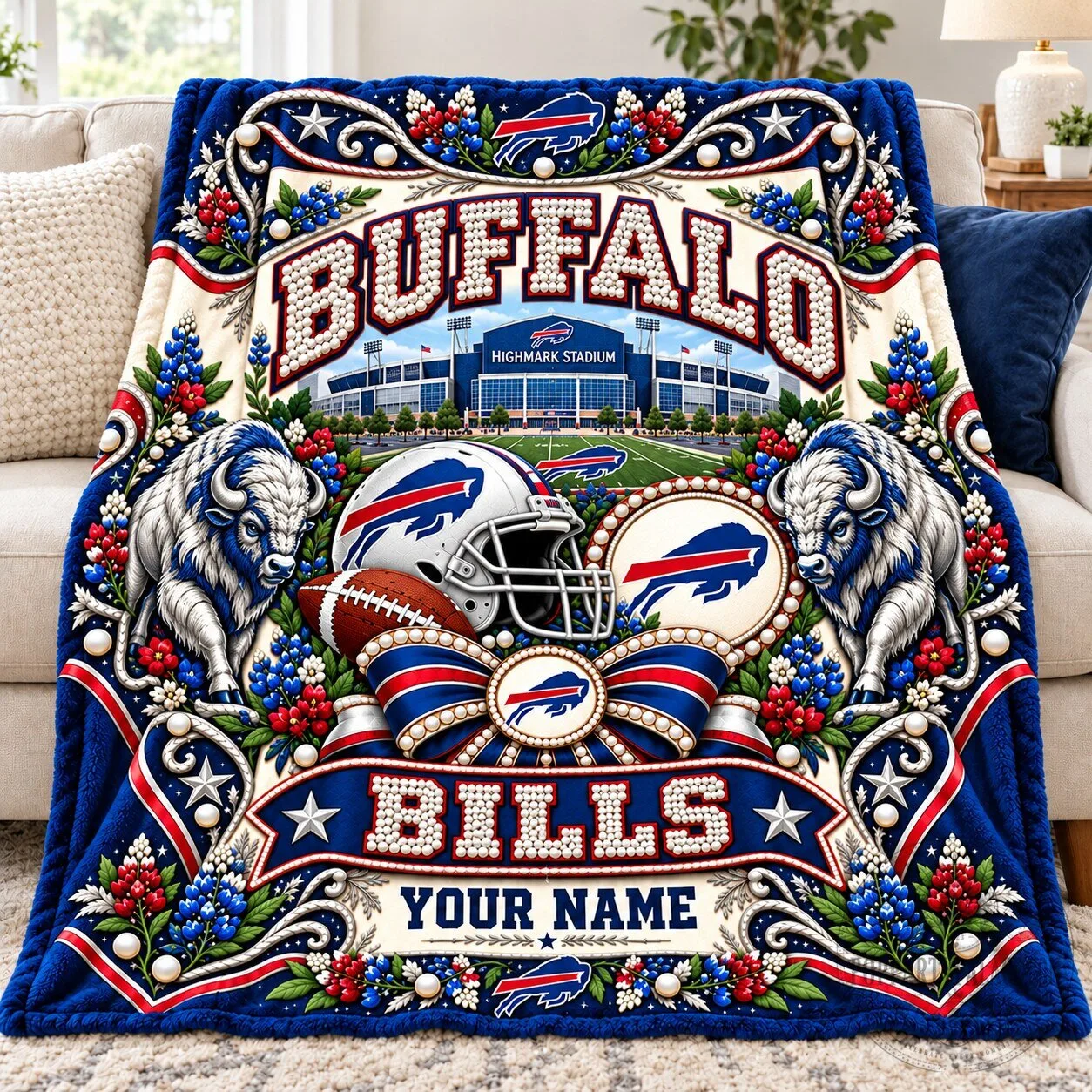 Buffalo Bills NFL Football Team Stadium Custom Name Blanket