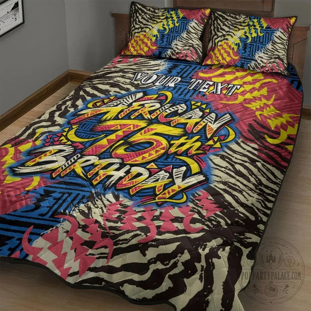 African 75th Birthday Personalized Tribal Striped Heritage Art Quilt Bedding Set 9 African 75th Birthday Personalized Tribal Striped Heritage Art Quilt Bedding Set