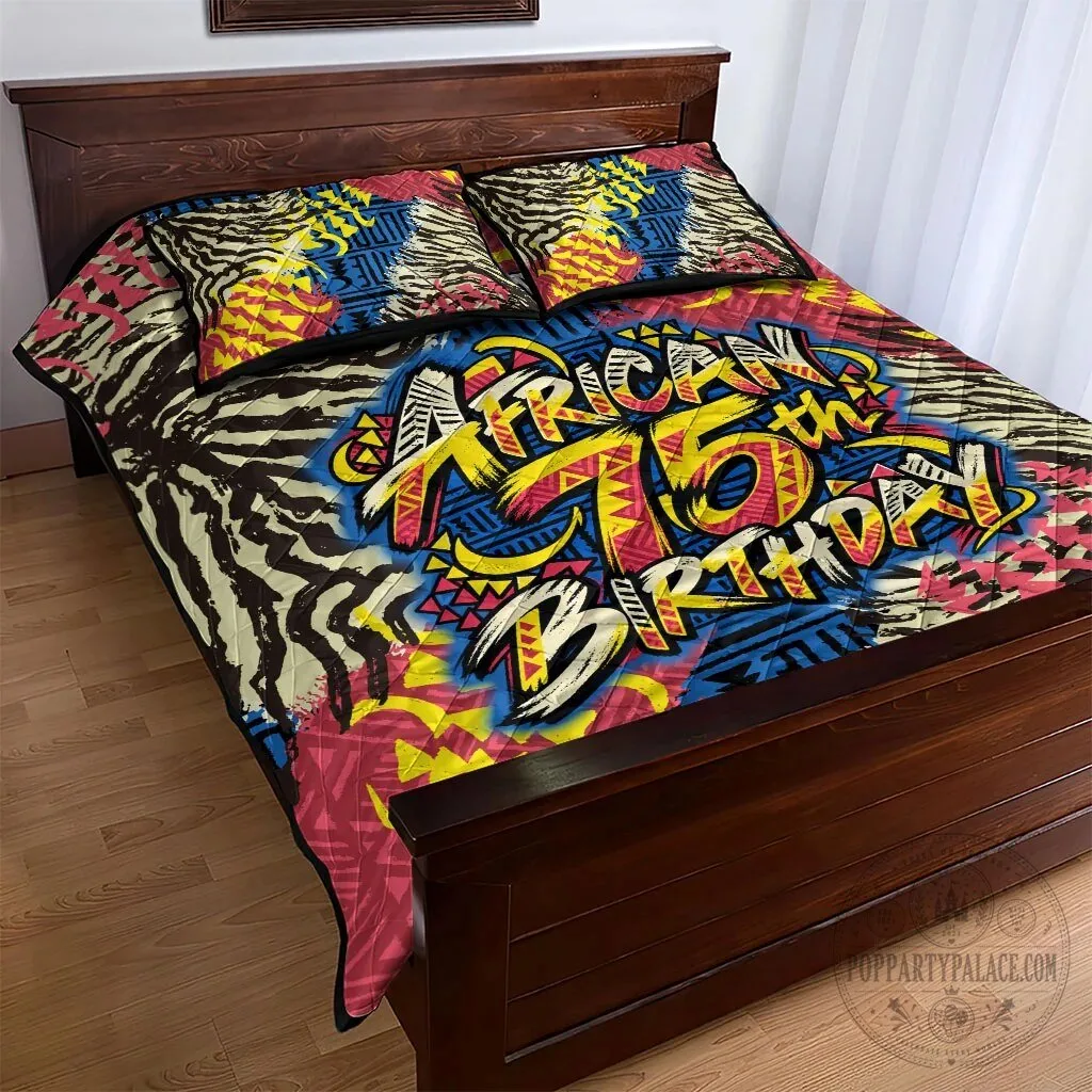 African 75th Birthday Personalized Tribal Striped Heritage Art Quilt Bedding Set 11 African 75th Birthday Personalized Tribal Striped Heritage Art Quilt Bedding Set