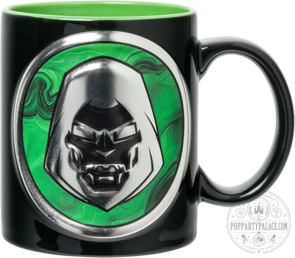 Doctor Doom Marvel Comics Supervillain Black and Green Coffee Mug Doctor Doom Marvel Comics Supervillain Black and Green Coffee Mug