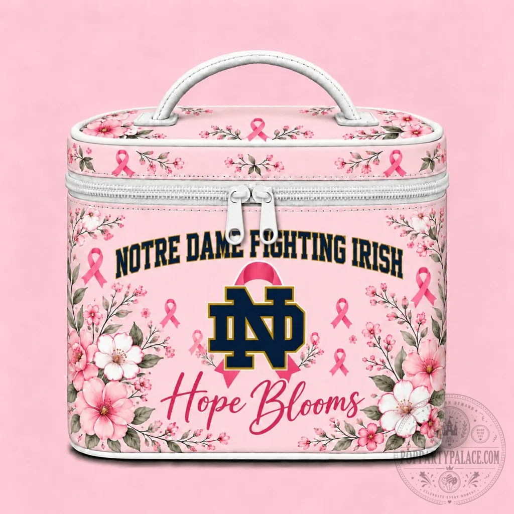 Notre Dame Fighting Irish Hope Blooms Breast Cancer Awareness Cosmetic Bag Notre Dame Fighting Irish Hope Blooms Breast Cancer Awareness Cosmetic Bag