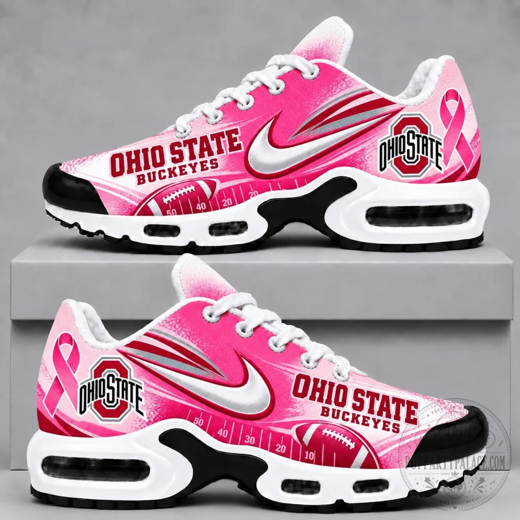 Ohio State Buckeyes Breast Cancer Awareness Pink Football Sneakers Ohio State Buckeyes Breast Cancer Awareness Pink Football Sneakers
