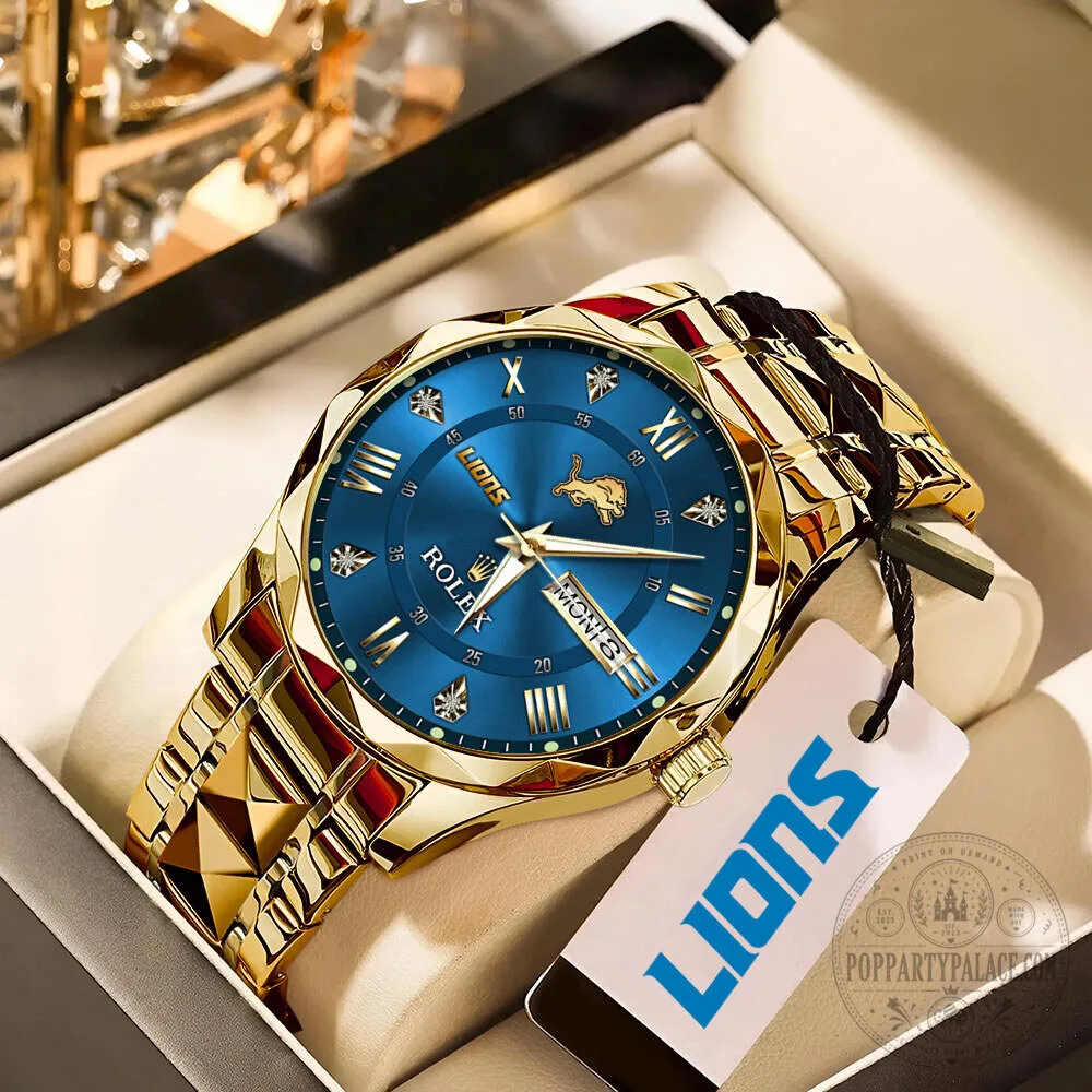Detroit Lions Gold Tone Rolex Style Quartz Watch 5 Detroit Lions Gold Tone Rolex Style Quartz Watch