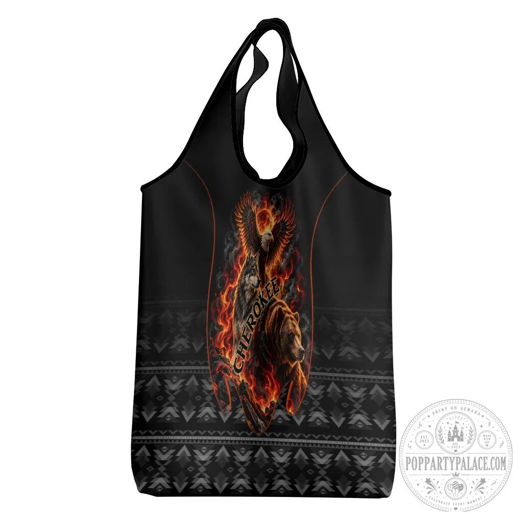 Cherokee Spirit Animals Fiery Tribal Art Reusable Grocery Bag 11 Cherokee Spirit Animals Fiery Tribal Art Reusable Grocery Bag