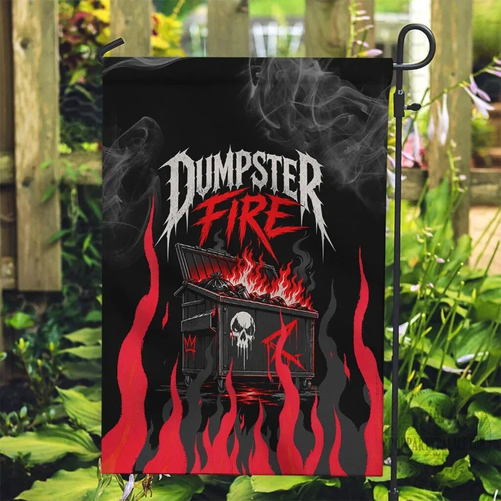 Dumpster Fire Everything Is Fine Heavy Metal Skull Sarcastic Garden Flag 12 Dumpster Fire Everything Is Fine Heavy Metal Skull Sarcastic Garden Flag