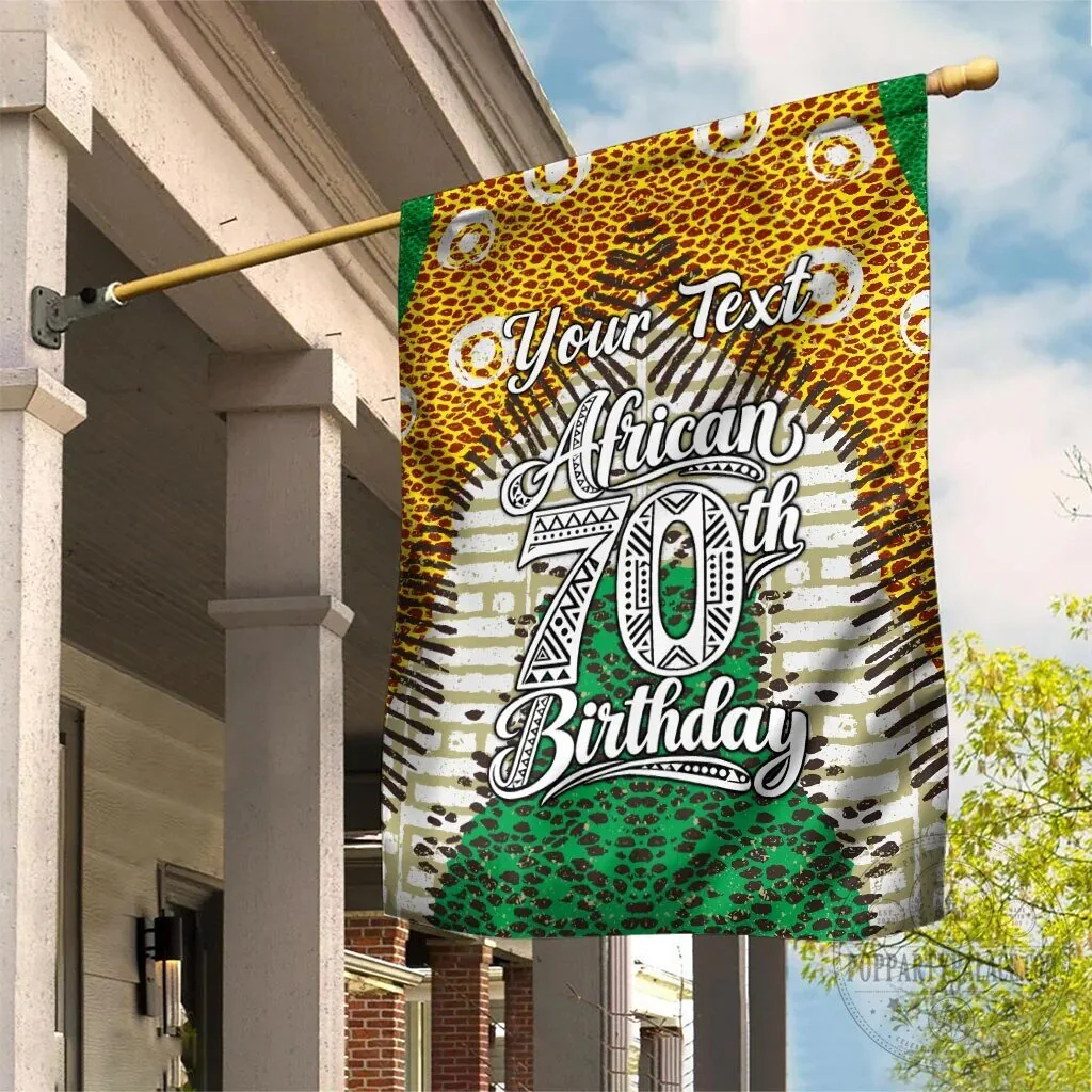 Personalized African 70th Birthday Tribal Animal Print Heritage Pattern Garden Flag 5 Personalized African 70th Birthday Tribal Animal Print Heritage Pattern Garden Flag