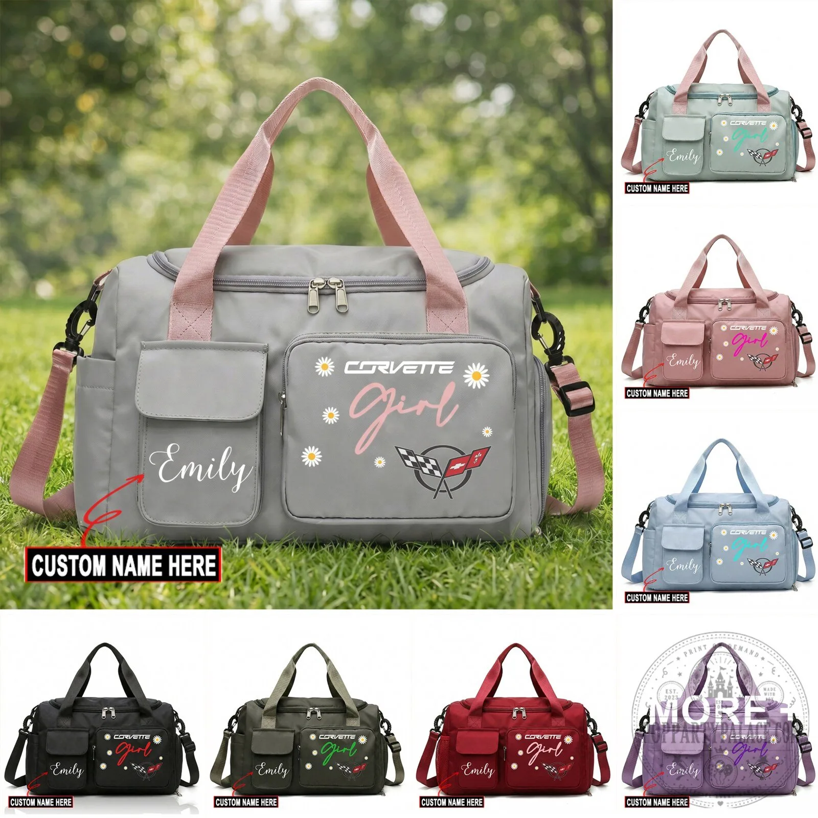 Corvette Girl Personalized Travel Duffel Bag 16 Corvette Girl Personalized Travel Duffel Bag