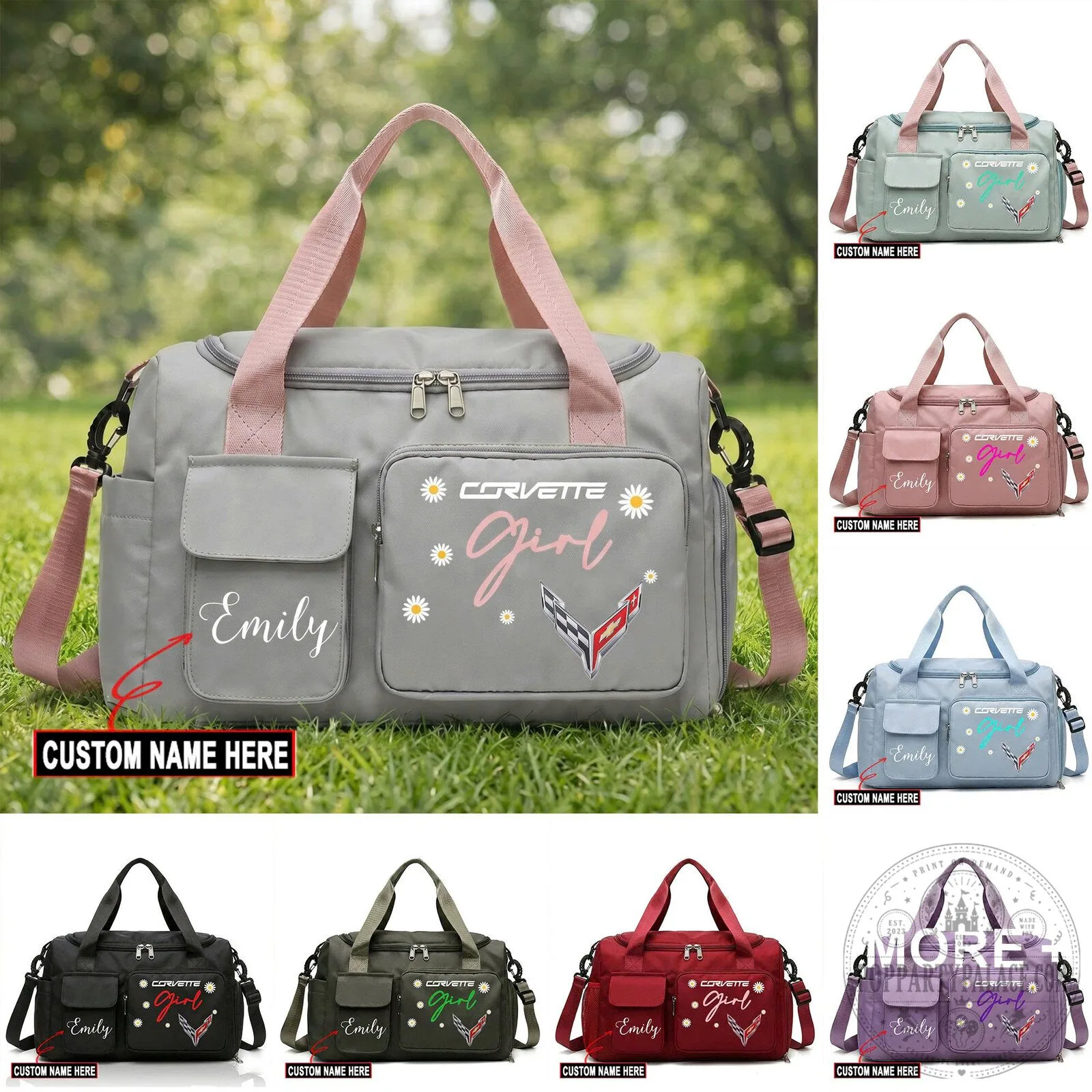 Corvette Girl Personalized Travel Duffel Bag 18 Corvette Girl Personalized Travel Duffel Bag