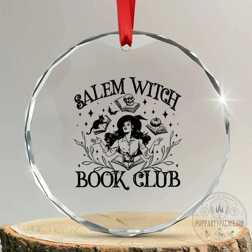 Salem Witch Book Club Halloween Crystal Glass Ornament