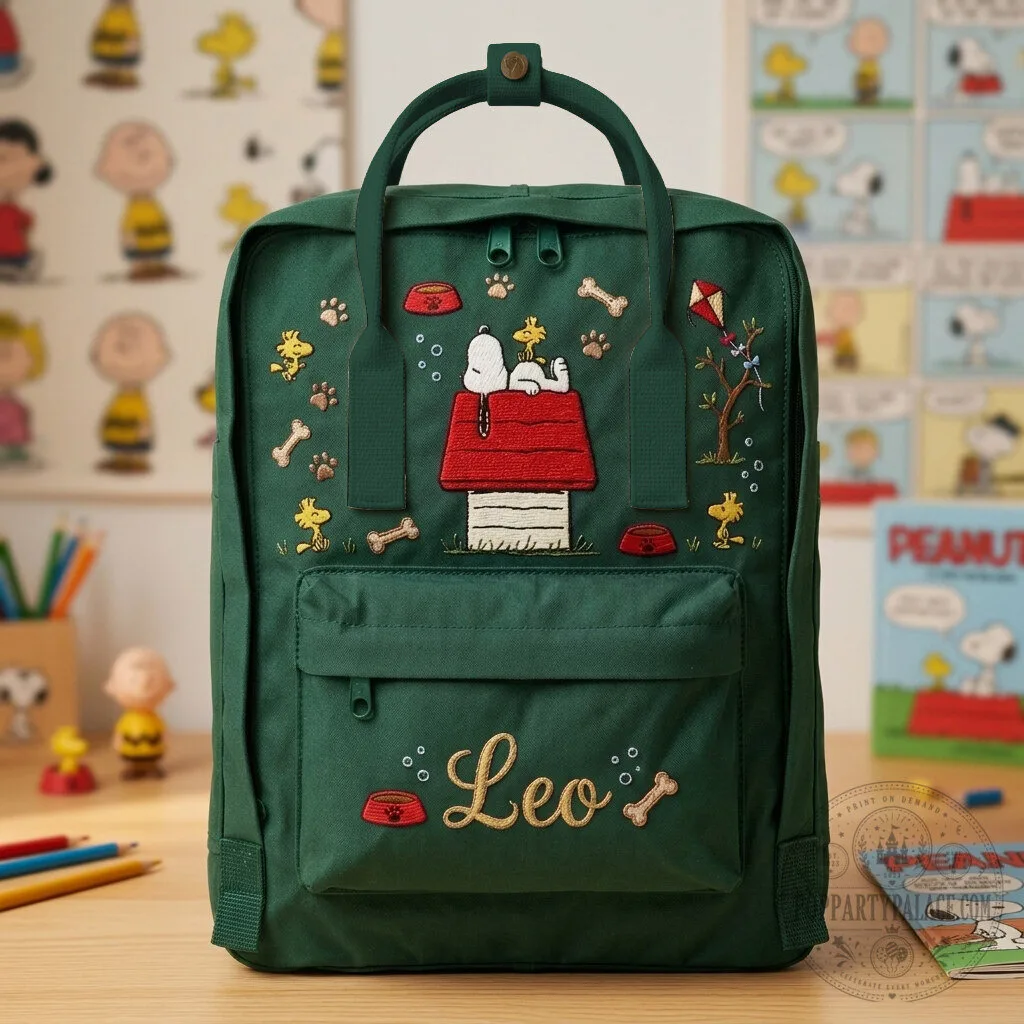 Snoopy Doghouse Peanuts Cartoon Embroidered Fjallraven Kanken Backpack