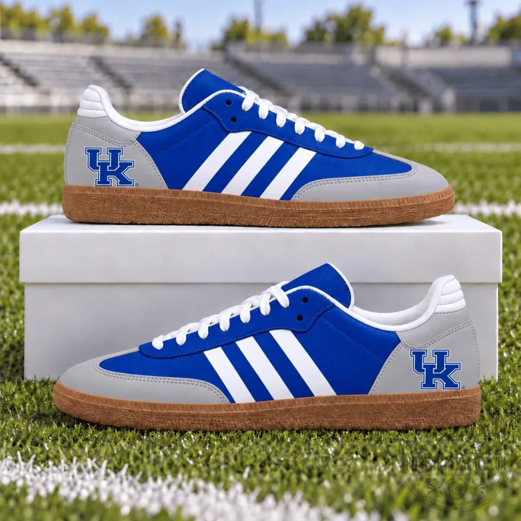 Kentucky Wildcats Blue and White Stripes NCAA Team Logo Sneakers Kentucky Wildcats Blue and White Stripes NCAA Team Logo Sneakers