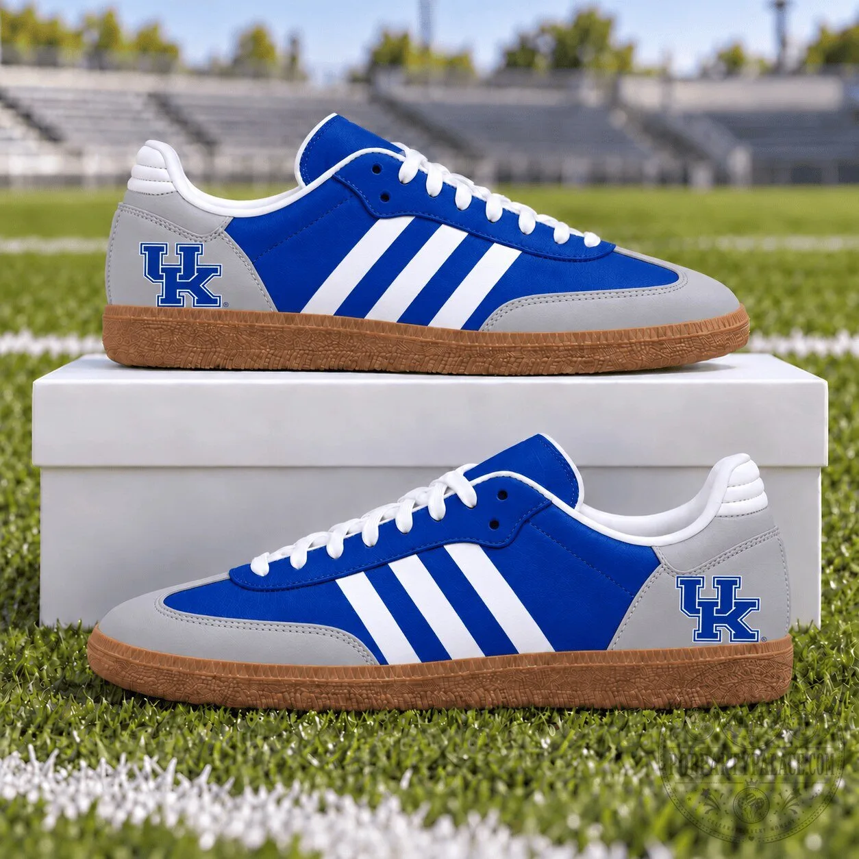 Kentucky Wildcats Blue and White Stripes NCAA Team Logo Sneakers