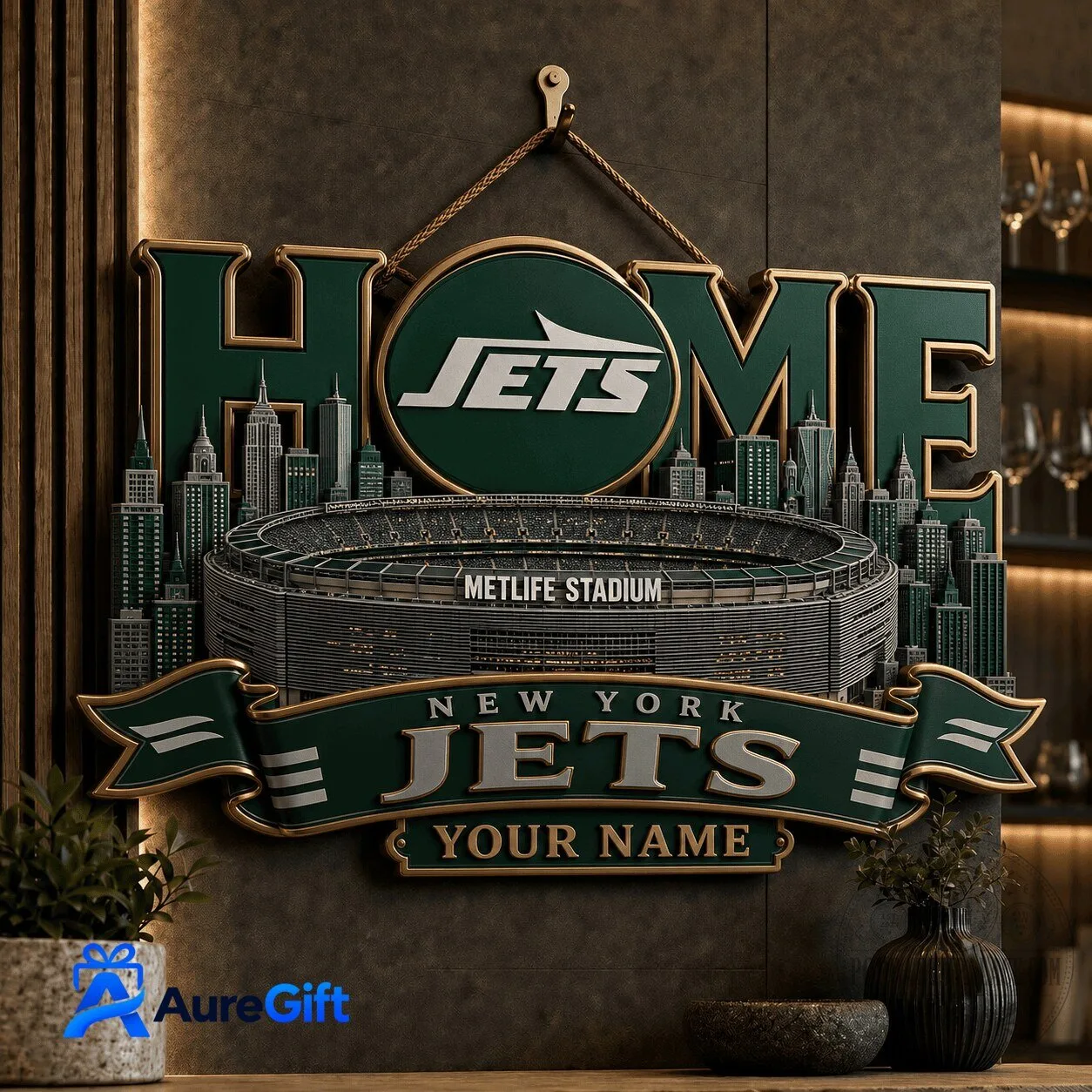 New York Jets MetLife Stadium Personalized Home Wall Art Plaque