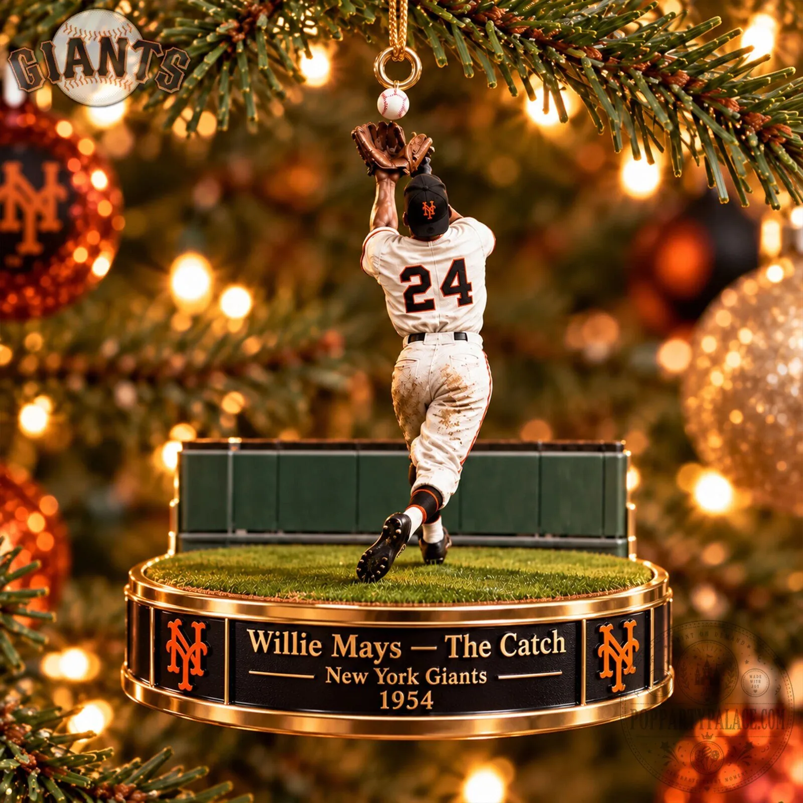 Willie Mays The Catch New York Giants 1954 Christmas Ornament 5 Willie Mays The Catch New York Giants 1954 Christmas Ornament