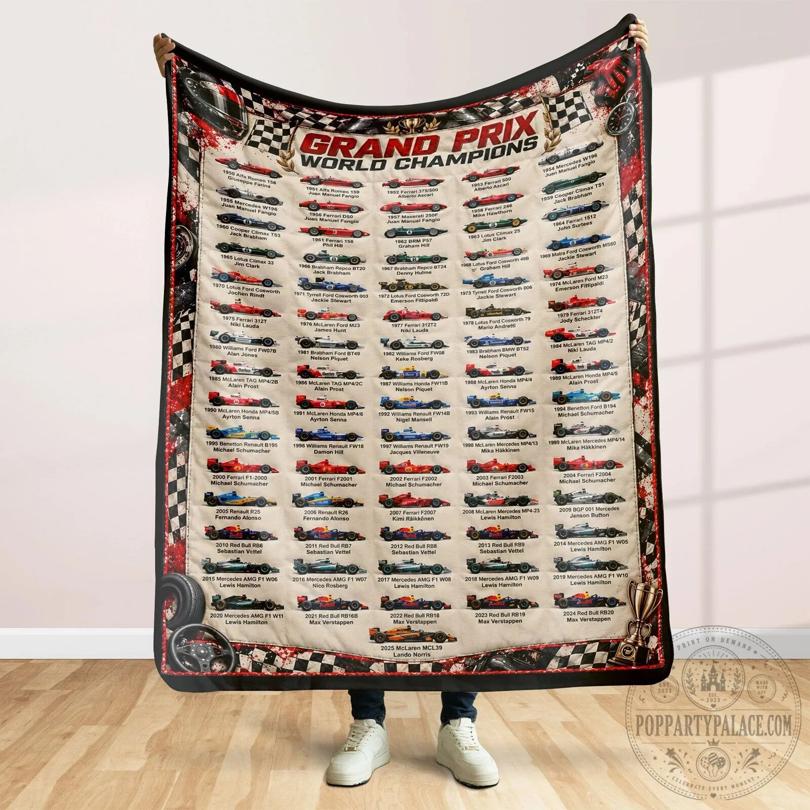 Grand Prix World Champions Racing History Formula One Car Fleece Blanket 12 Grand Prix World Champions Racing History Formula One Car Fleece Blanket