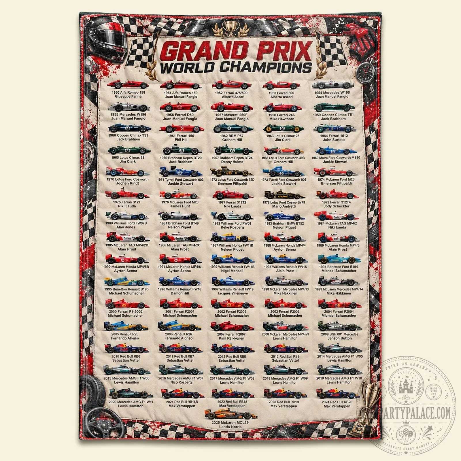Grand Prix World Champions Racing History Formula One Car Fleece Blanket 16 Grand Prix World Champions Racing History Formula One Car Fleece Blanket
