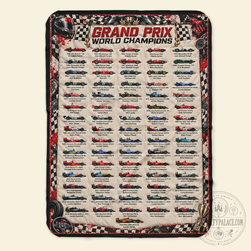 Grand Prix World Champions Racing History Formula One Car Fleece Blanket 17 Grand Prix World Champions Racing History Formula One Car Fleece Blanket