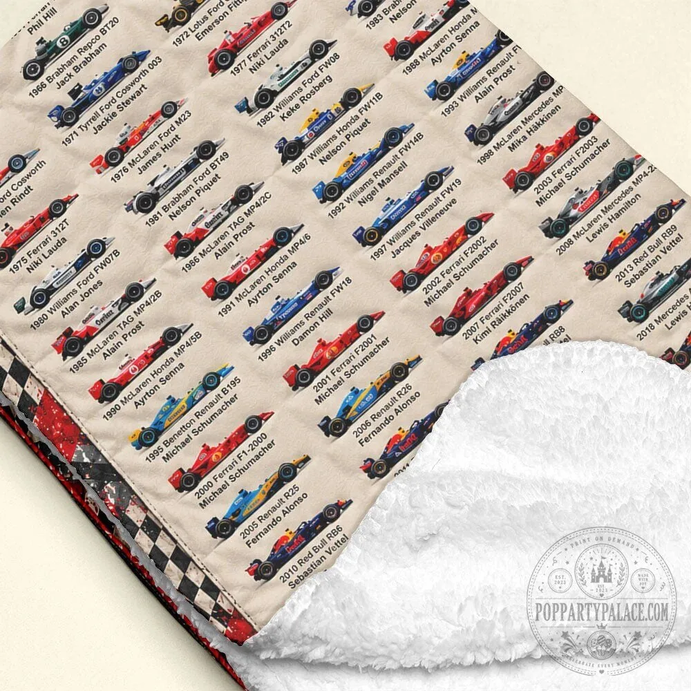 Grand Prix World Champions Racing History Formula One Car Fleece Blanket 18 Grand Prix World Champions Racing History Formula One Car Fleece Blanket
