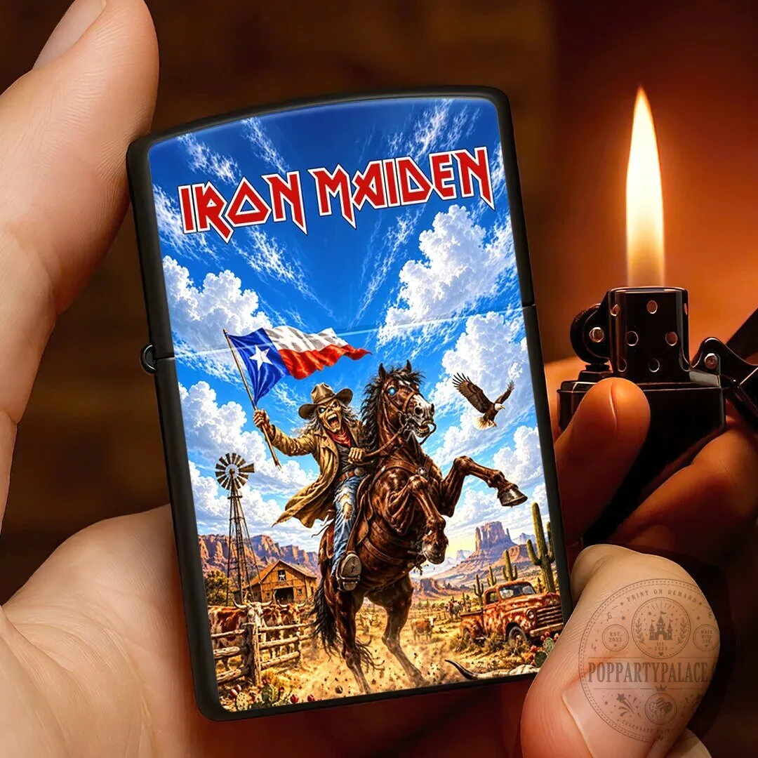Iron Maiden The Trooper Texas Flag Artwork Black Matte Zippo Lighter