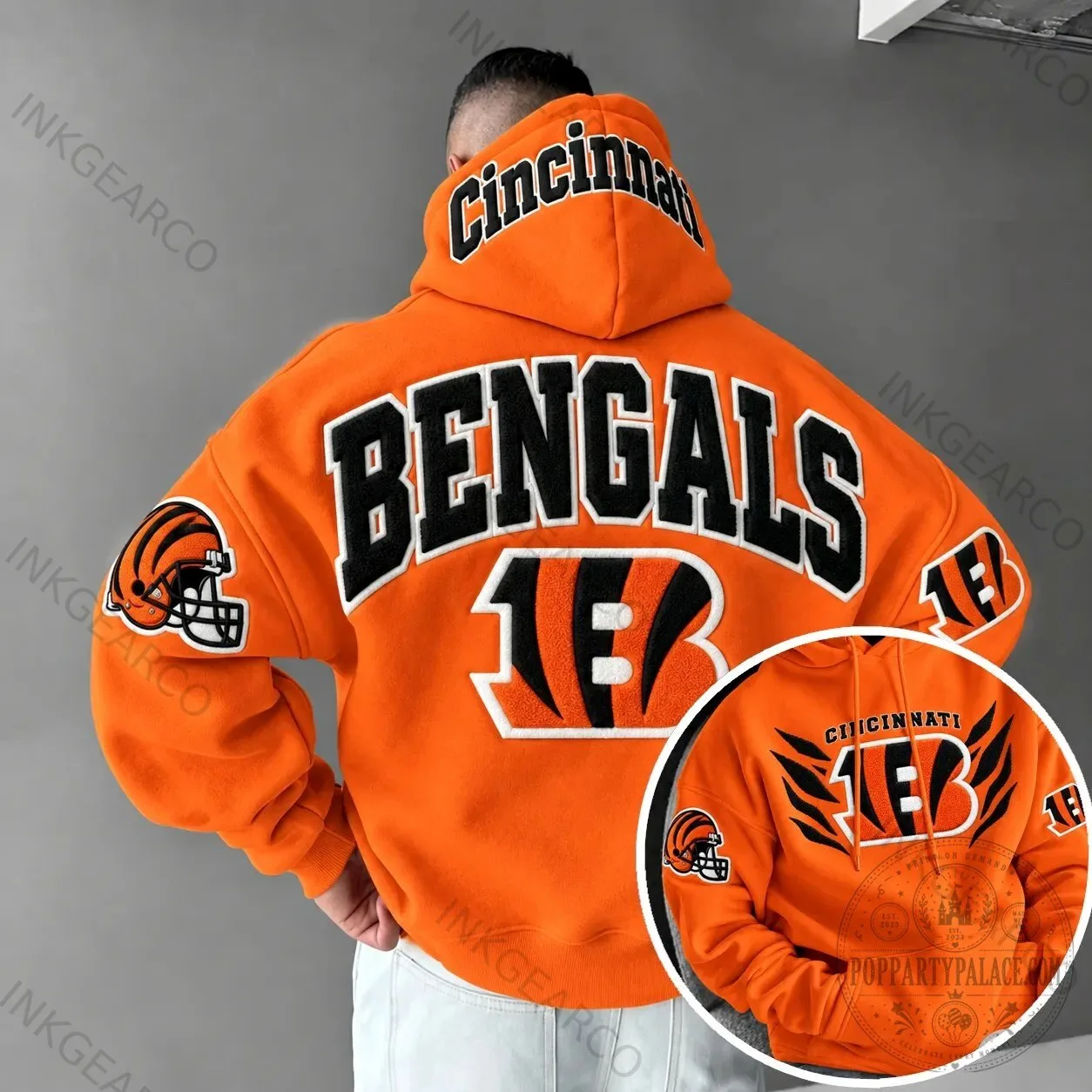 Cincinnati Bengals Orange Football Team Logo Embroidered Pullover Hoodie Sweatshirt 1 Cincinnati Bengals Orange Football Team Logo Embroidered Pullover Hoodie Sweatshirt