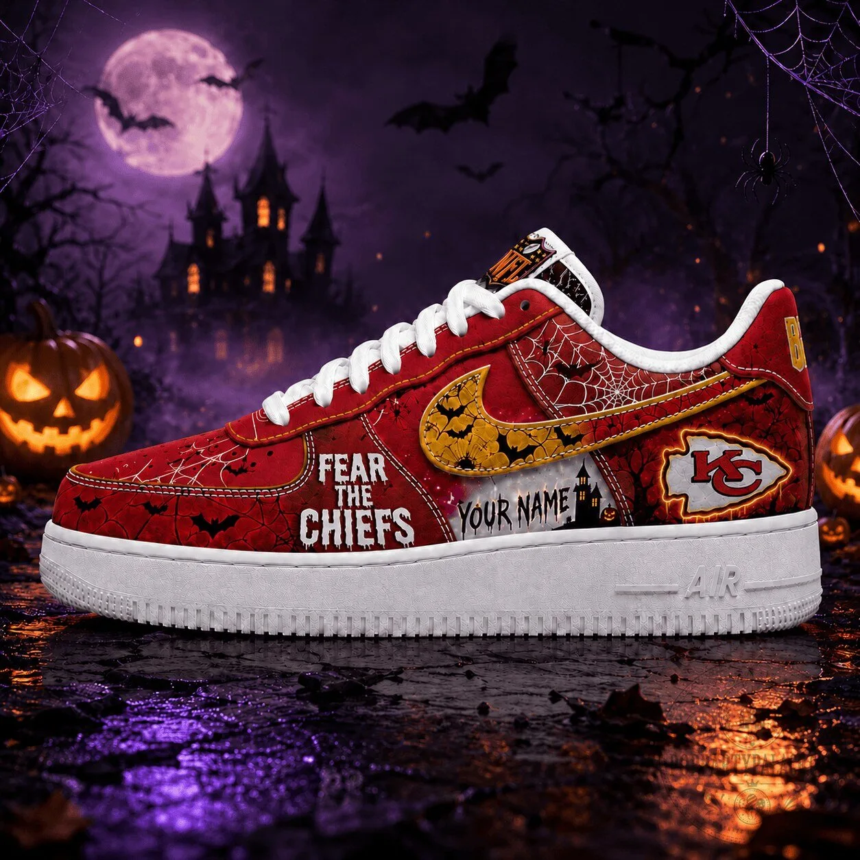 Kansas City Chiefs Fear The Chiefs Halloween Custom Name Sneakers Shoes