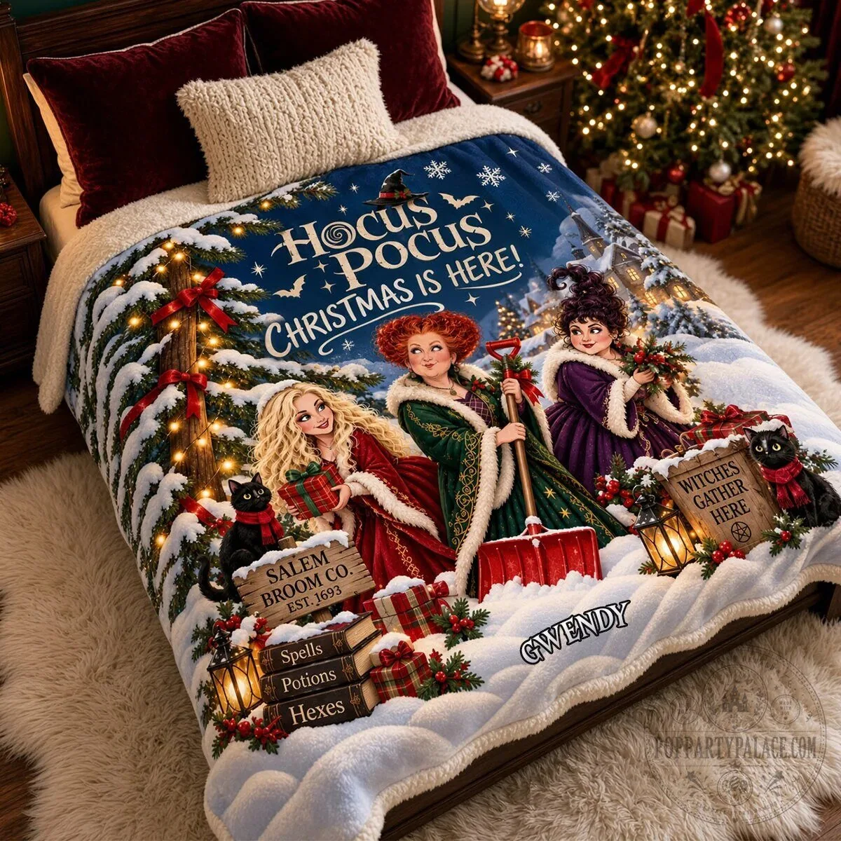 Hocus Pocus Christmas Is Here Witches Gather Here Sherpa Fleece Blanket 7 Hocus Pocus Christmas Is Here Witches Gather Here Sherpa Fleece Blanket