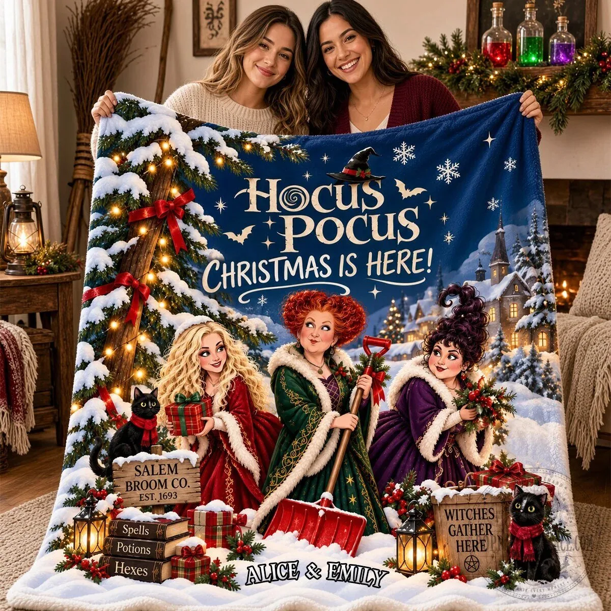 Hocus Pocus Christmas Is Here Witches Gather Here Sherpa Fleece Blanket 8 Hocus Pocus Christmas Is Here Witches Gather Here Sherpa Fleece Blanket