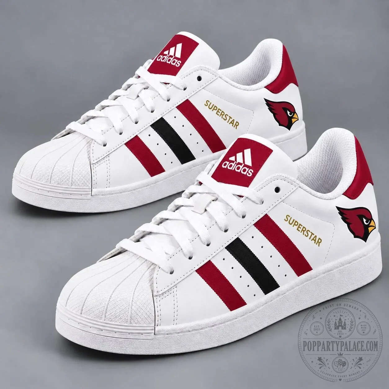 Arizona Cardinals Team Logo White and Red Superstar Shoes