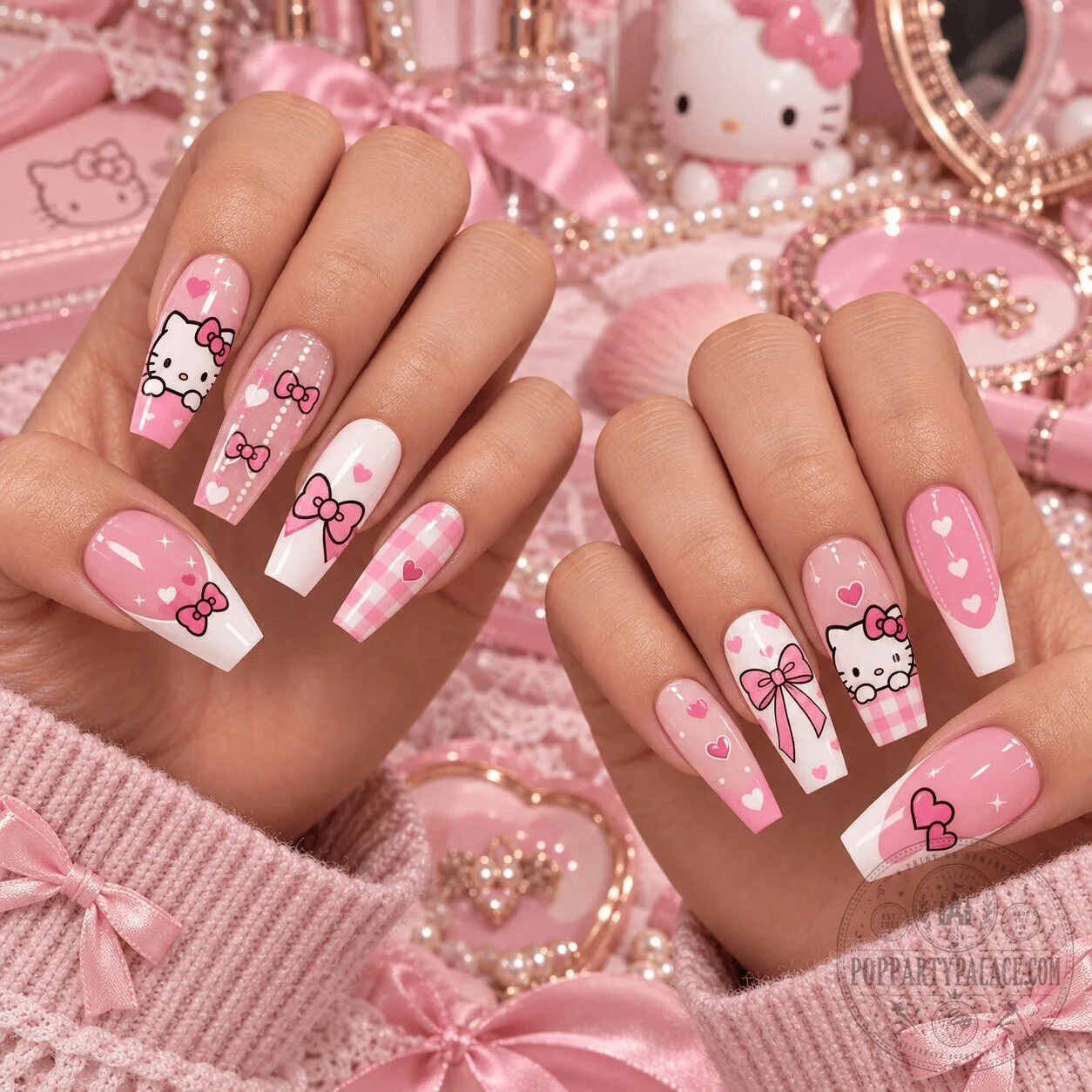 Hello Kitty Pink Bow Princess Press-On Nails