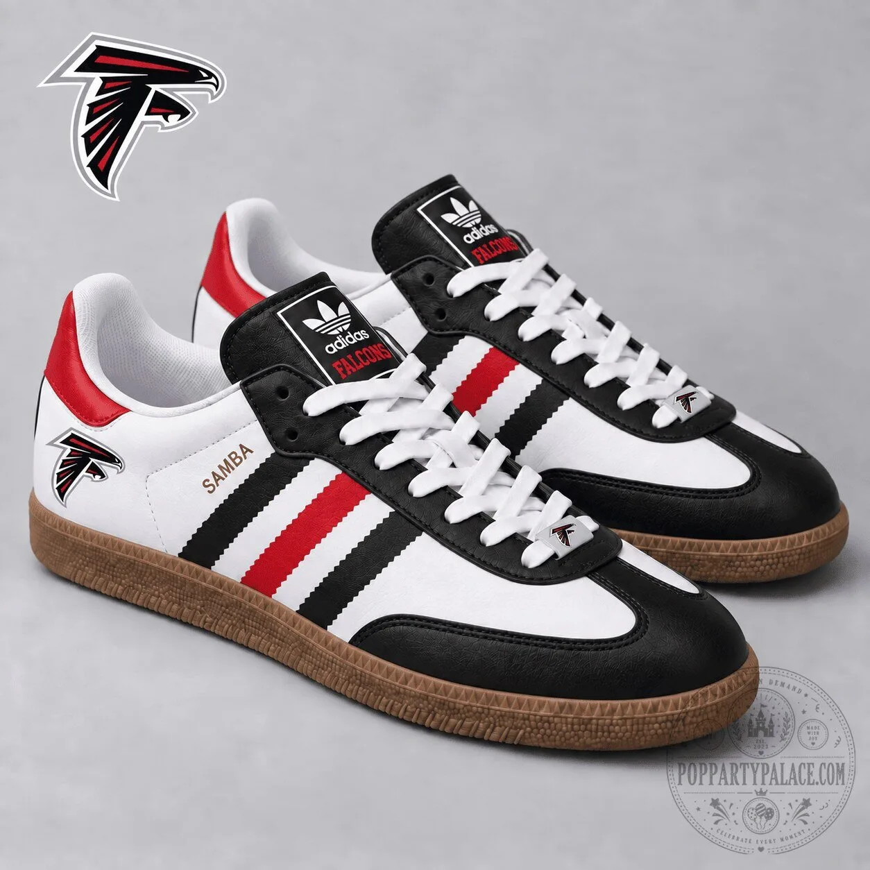 Atlanta Falcons NFL Team Logo Black and White Samba Style Sneakers Shoes