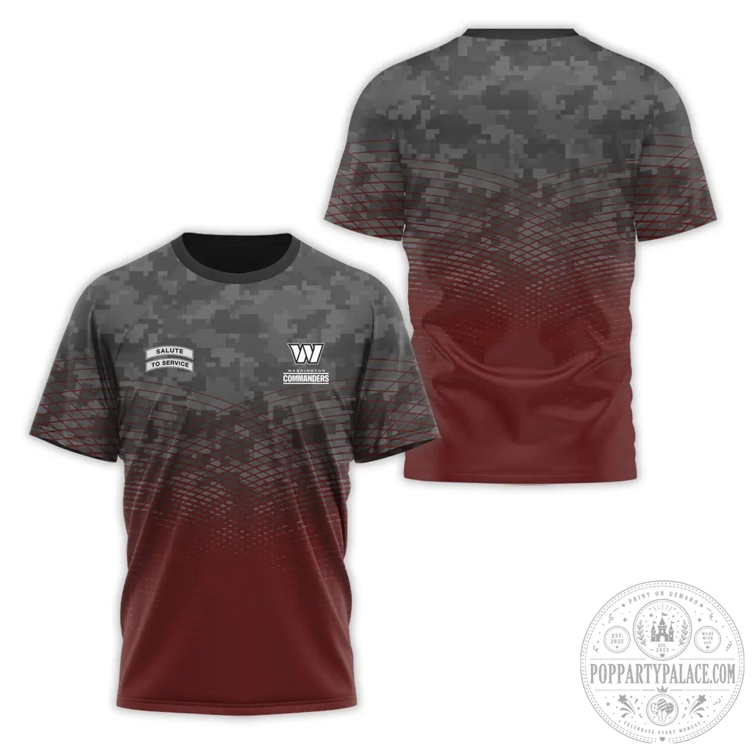 Washington Commanders Salute To Service Digital Camouflage Gradient T-Shirt