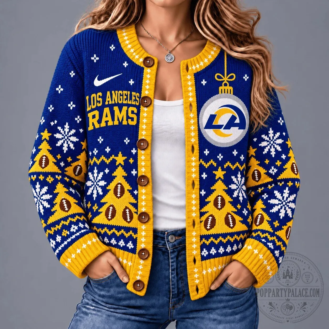 Los Angeles Rams Christmas Ugly Sweater Cardigan for Women 7 Los Angeles Rams Christmas Ugly Sweater Cardigan for Women