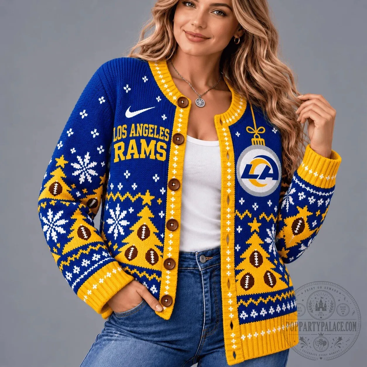 Los Angeles Rams Christmas Ugly Sweater Cardigan for Women 8 Los Angeles Rams Christmas Ugly Sweater Cardigan for Women