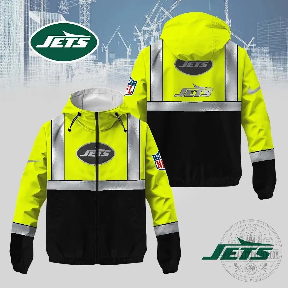 New York Jets Reflective Safety Windbreaker Jacket for Men