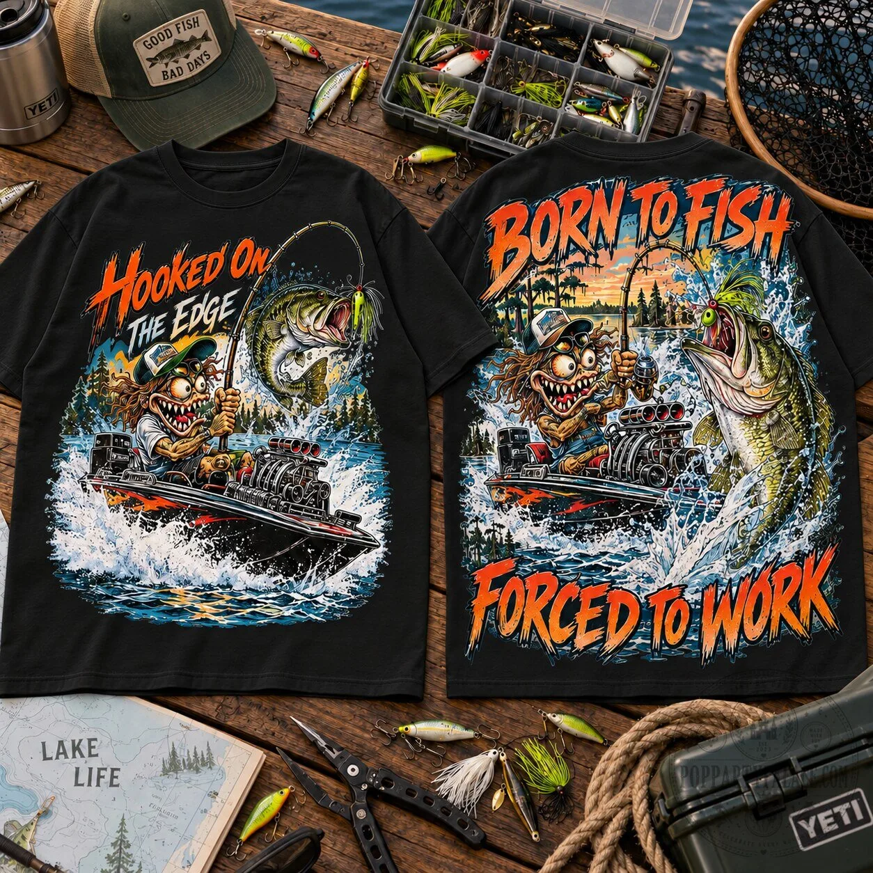 Rat Fink Wild Bass Fishing Adventure Graphic T-Shirt for Fishing Lovers