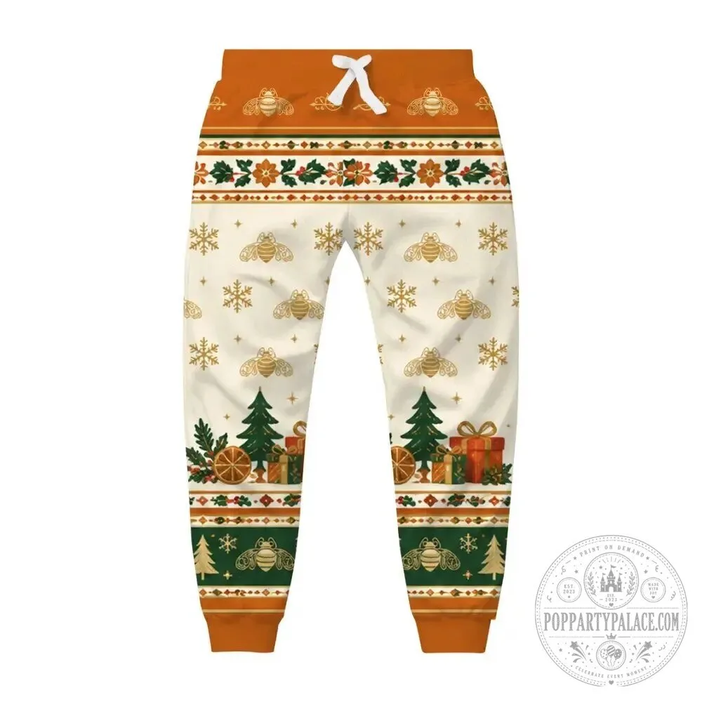 Christmas Bee Ugly Sweater Pattern Holiday Jogger Sweatpants 2 Christmas Bee Ugly Sweater Pattern Holiday Jogger Sweatpants