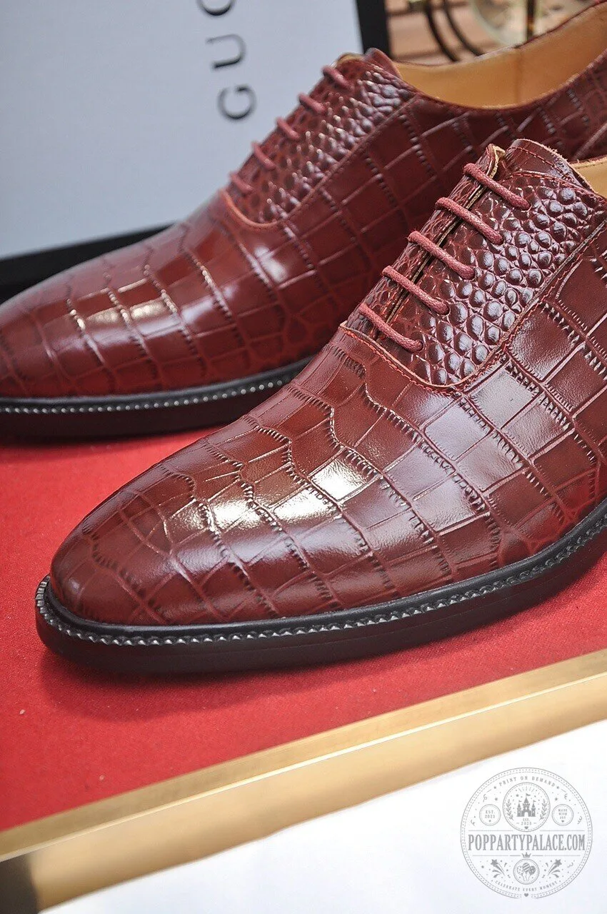 Men's Crocodile Pattern Leather Oxford Dress Shoes 12 Men