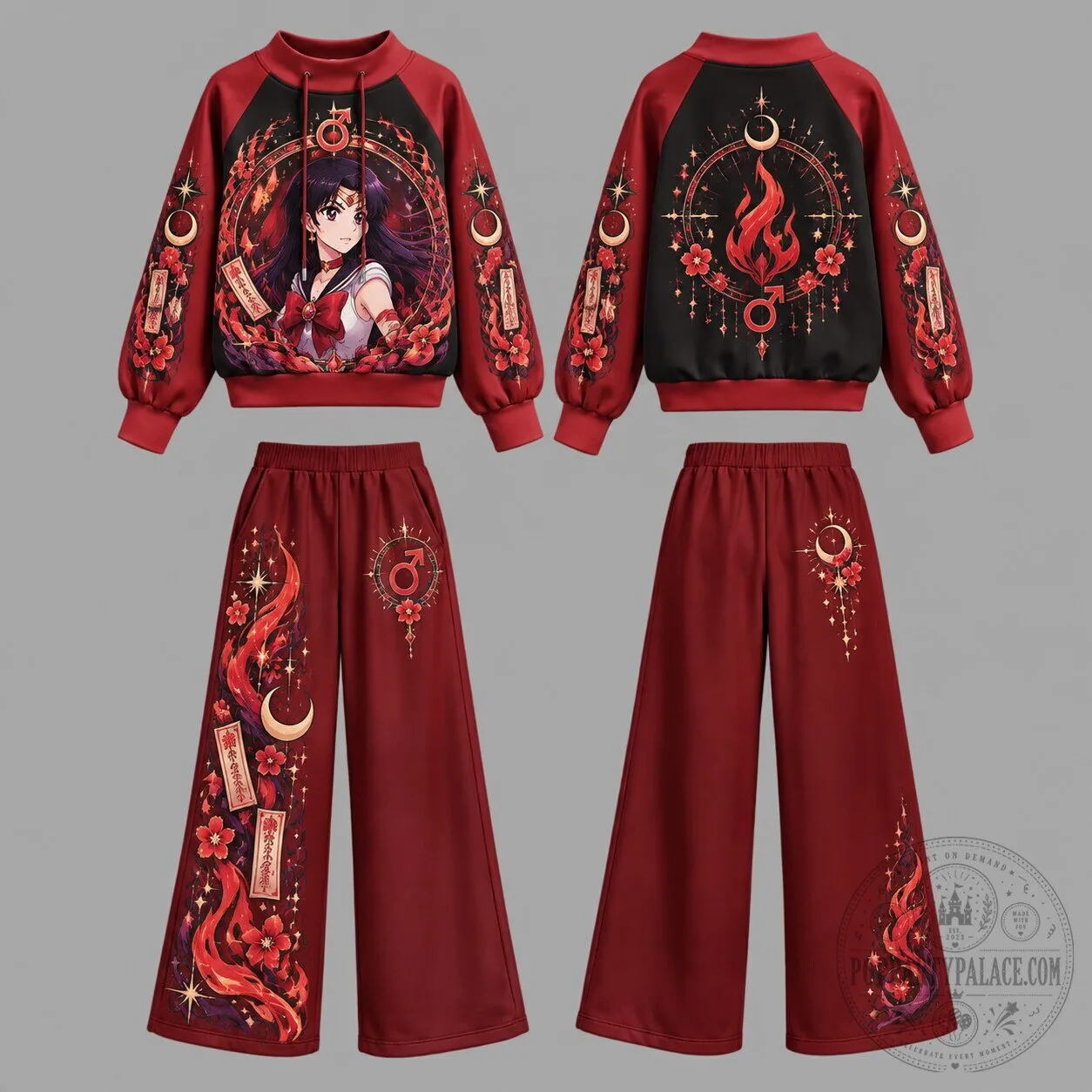 Sailor Moon Sailor Mars Anime Manga Character Red Sweatshirt and Pants Set