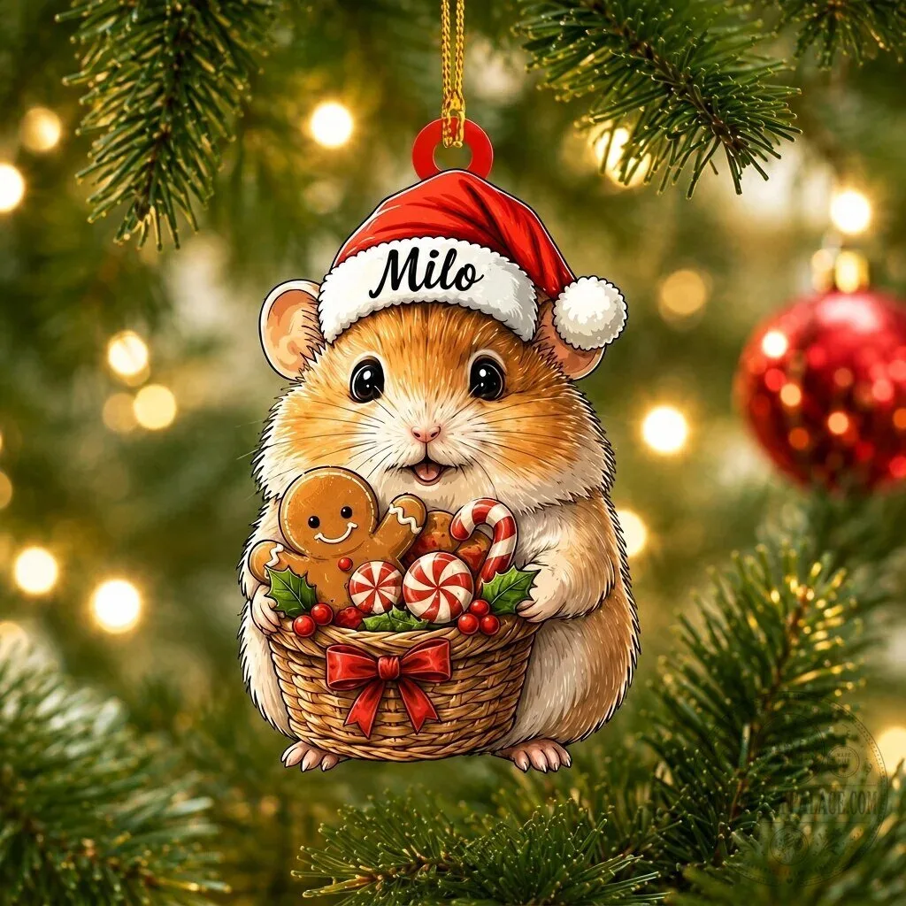 Personalized Hamster Christmas Candy Basket Ornament