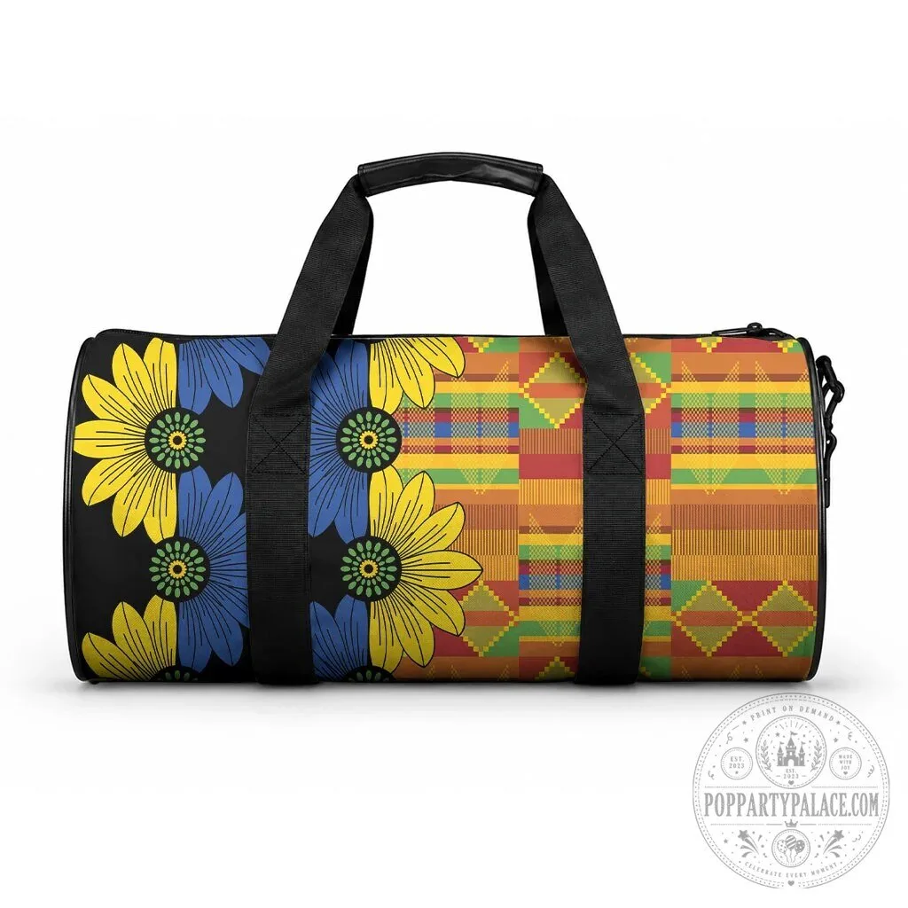 African Ethnic Kitenge Ankara Style Sunflower Pattern Duffle Bag