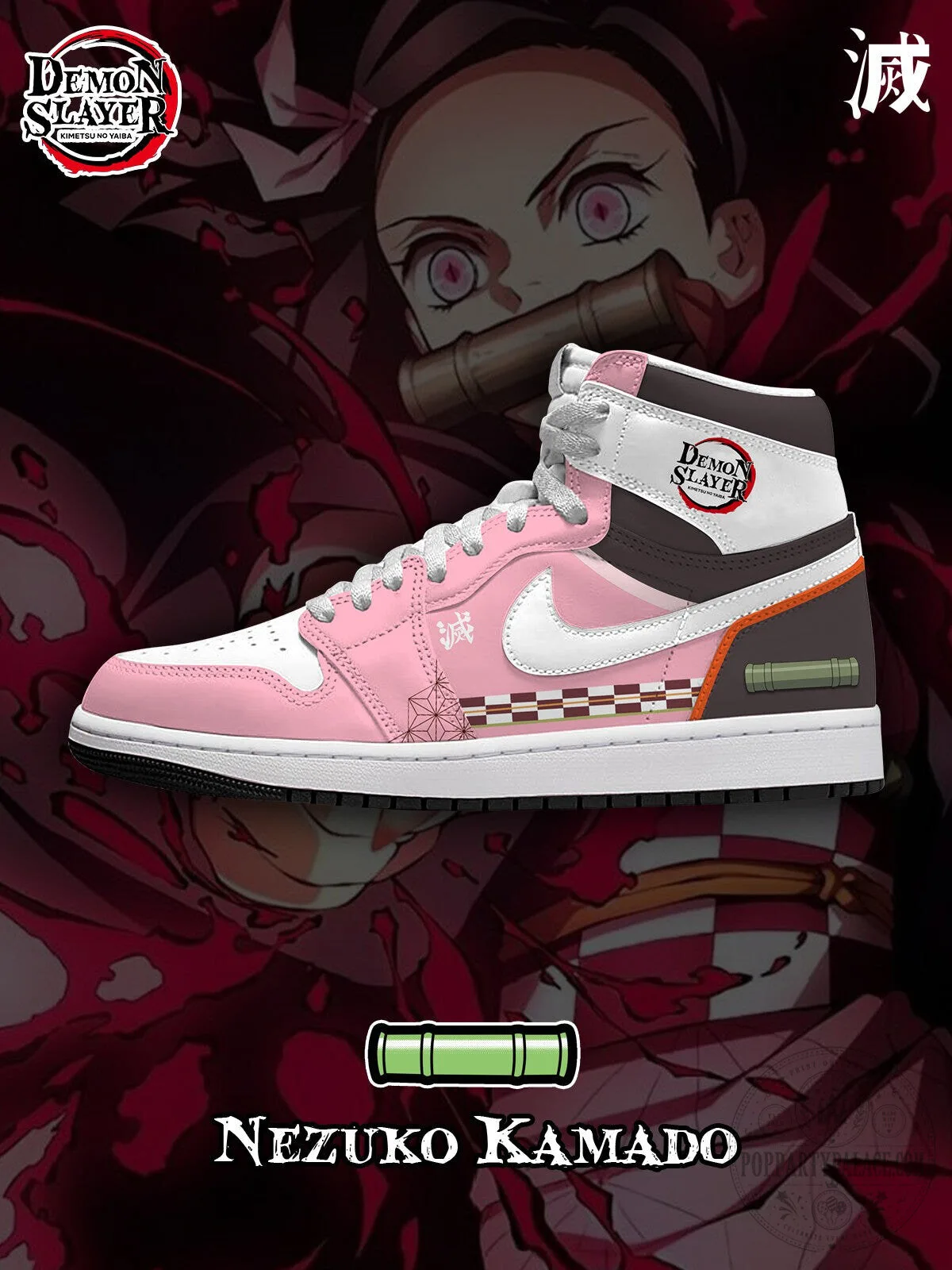 High-Top Sneakers featuring Nezuko Kamado from Demon Slayer Anime 1 High-Top Sneakers featuring Nezuko Kamado from Demon Slayer Anime