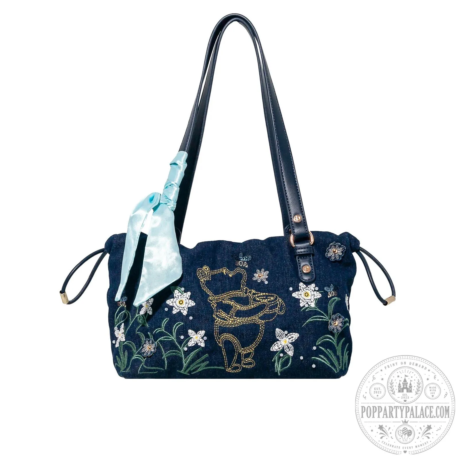Winnie the Pooh Hundred Acre Woods Embroidered Denim Shoulder Bag