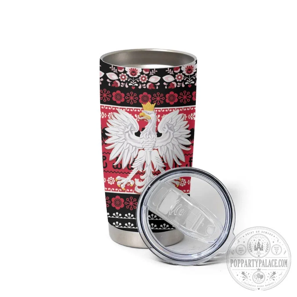 Poland Merry Christmas Lachy Sadeckie Pattern Black Version Tumbler Cup 10 Poland Merry Christmas Lachy Sadeckie Pattern Black Version Tumbler Cup
