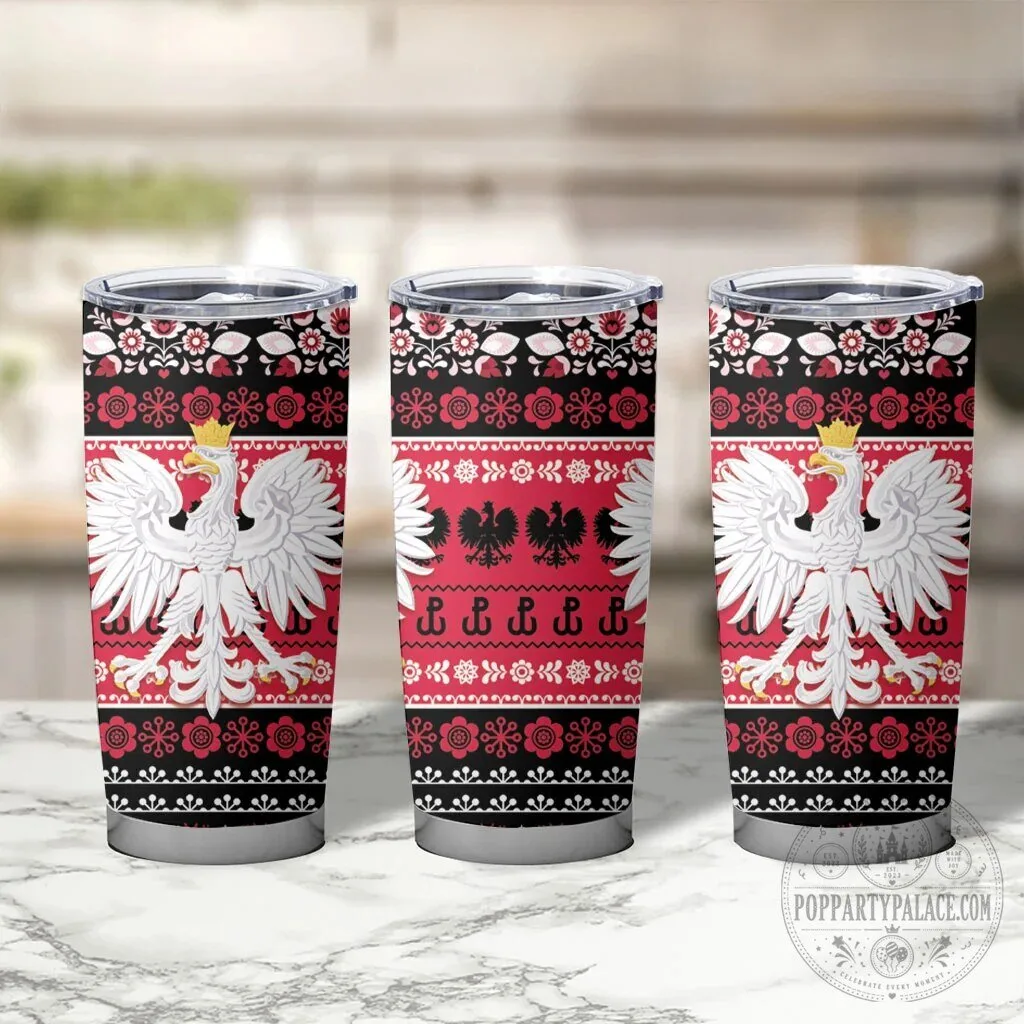 Poland Merry Christmas Lachy Sadeckie Pattern Black Version Tumbler Cup 12 Poland Merry Christmas Lachy Sadeckie Pattern Black Version Tumbler Cup