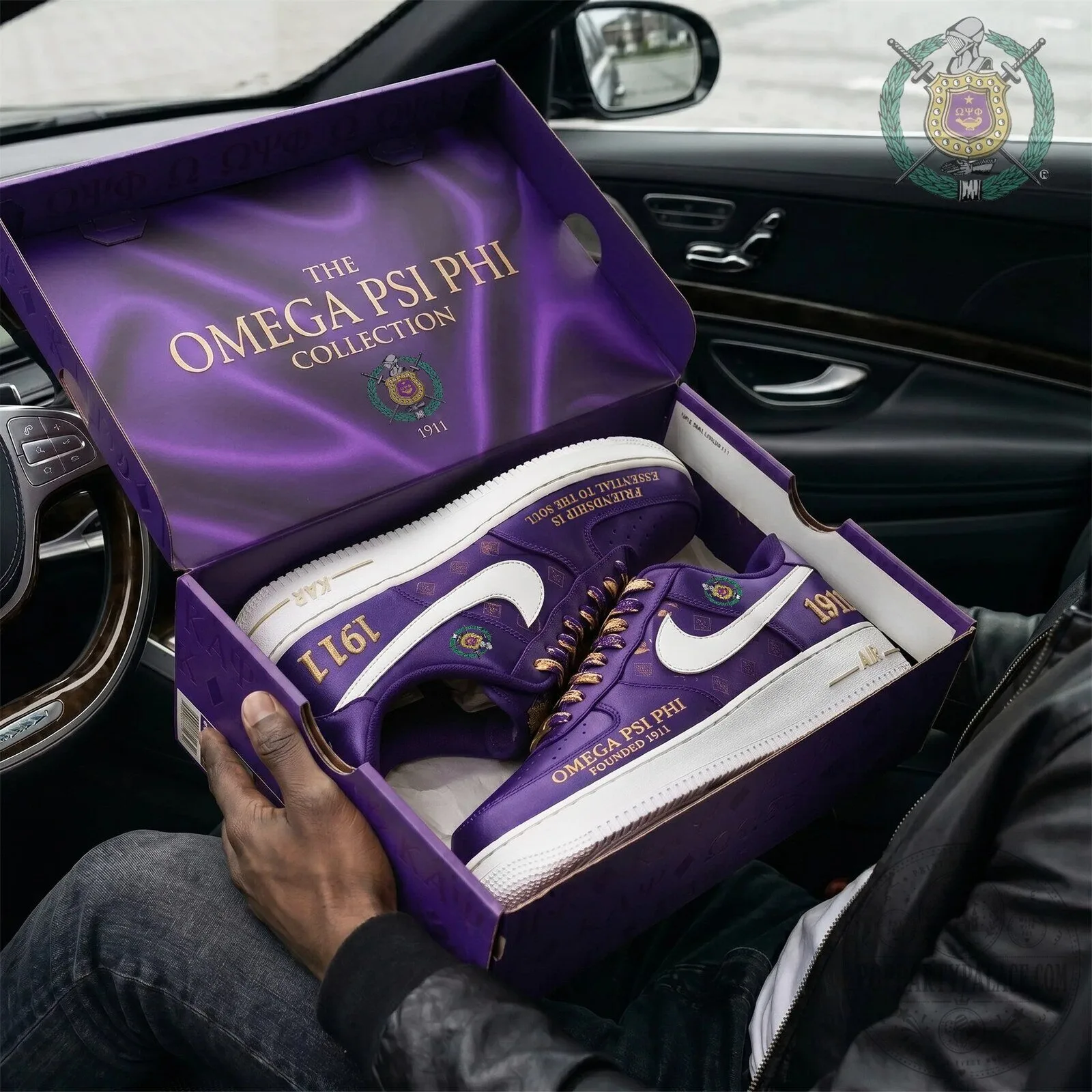 Omega Psi Phi Fraternity Custom Purple and White Air Force One Shoes
