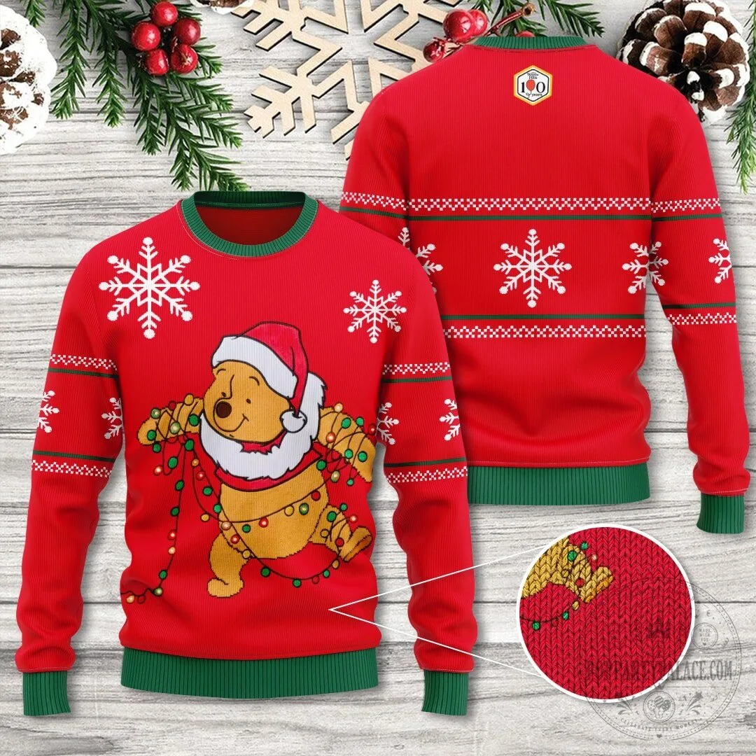 Winnie the Pooh Christmas Lights Holiday Ugly Sweater