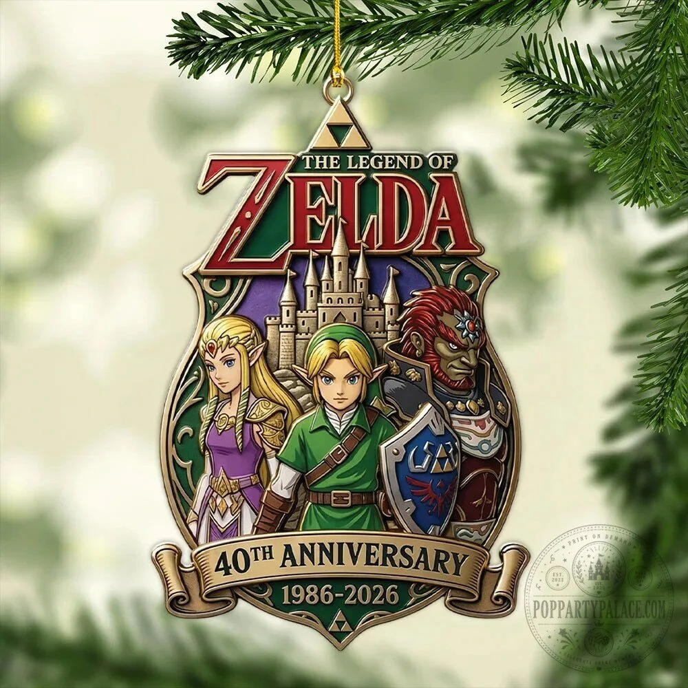 The Legend of Zelda 40th Anniversary Custom Shape Christmas Tree Ornament